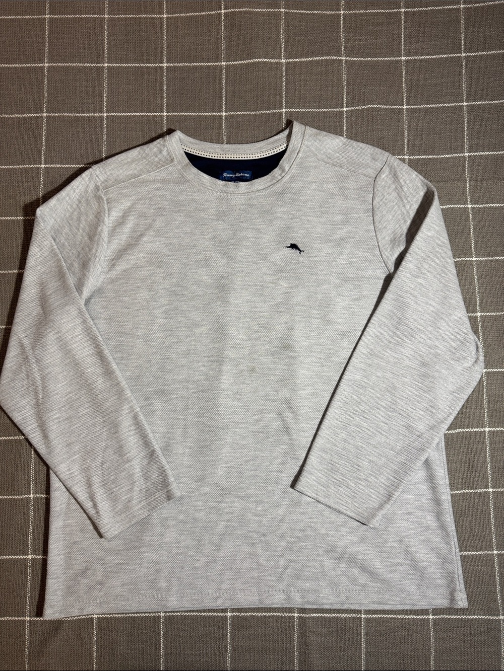 Tommy Bahama - Light Gray Long-Sleeve Crewneck Shirt with swordfish logo